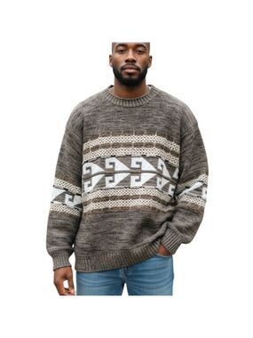Vintage Fiume Cosby Sweater Alpaca Wool Knit Pullover Brown 3D Pattern Italy XL